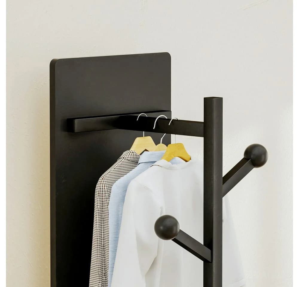 BBG Garderobe mit Spiegel 360° drehbar Schwarz Ganzkörperspiegel - Bild 5