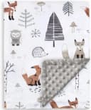 ibettertec Einschlagdecke Babydecke Kinderdecke Plüsch Minky Waldmotiv Grau Bild 2