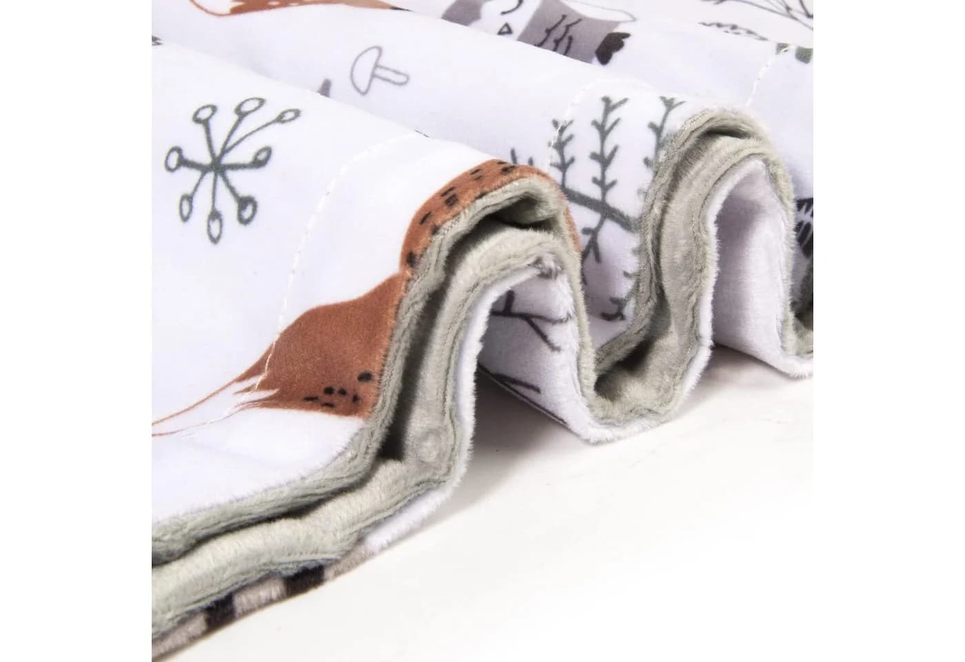 ibettertec Einschlagdecke Babydecke Kinderdecke Plüsch Minky Waldmotiv Grau - Bild 3