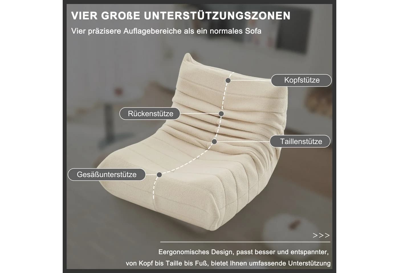 HAUSS SPOLE Sitzsack Beige Relax-Sessel Lazy Sofa - Bild 3