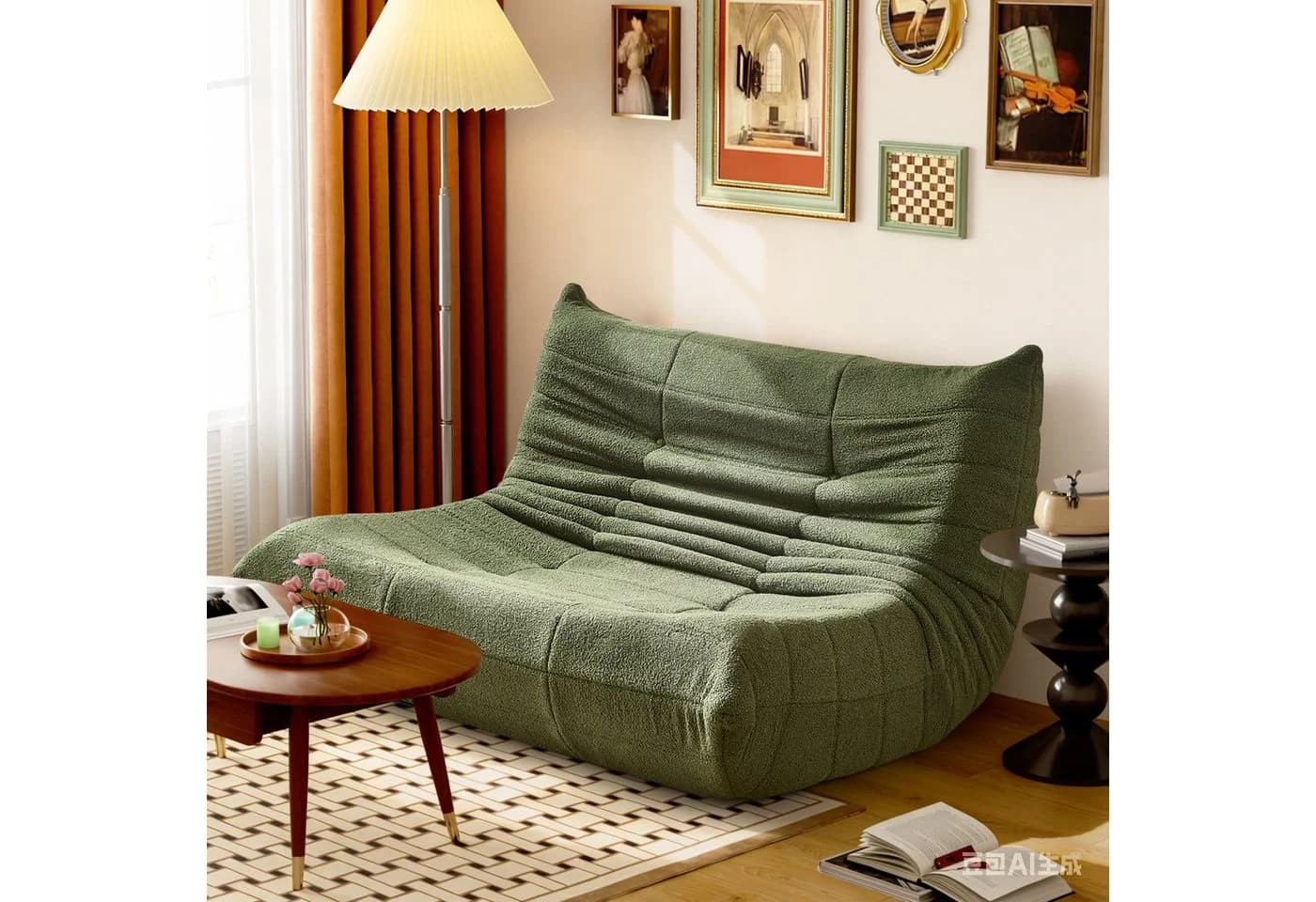 HAUSS SPOLE Sitzsack 2-Sitzer Lazy-Sofa Grün Teddy-Samt Modern - Bild 2