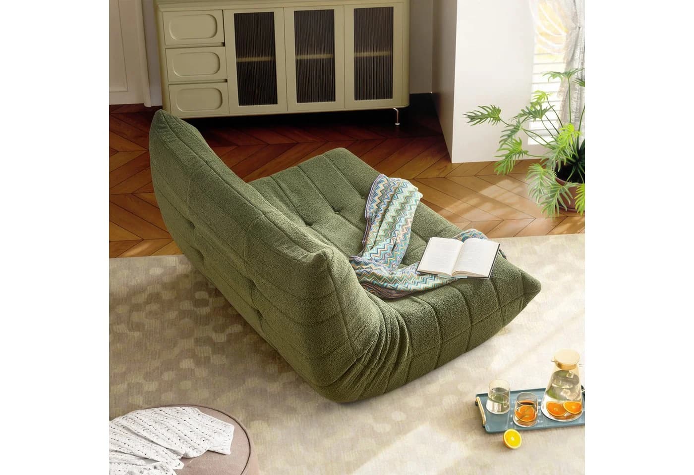 HAUSS SPOLE Sitzsack 2-Sitzer Lazy-Sofa Grün Teddy-Samt Modern - Bild 3
