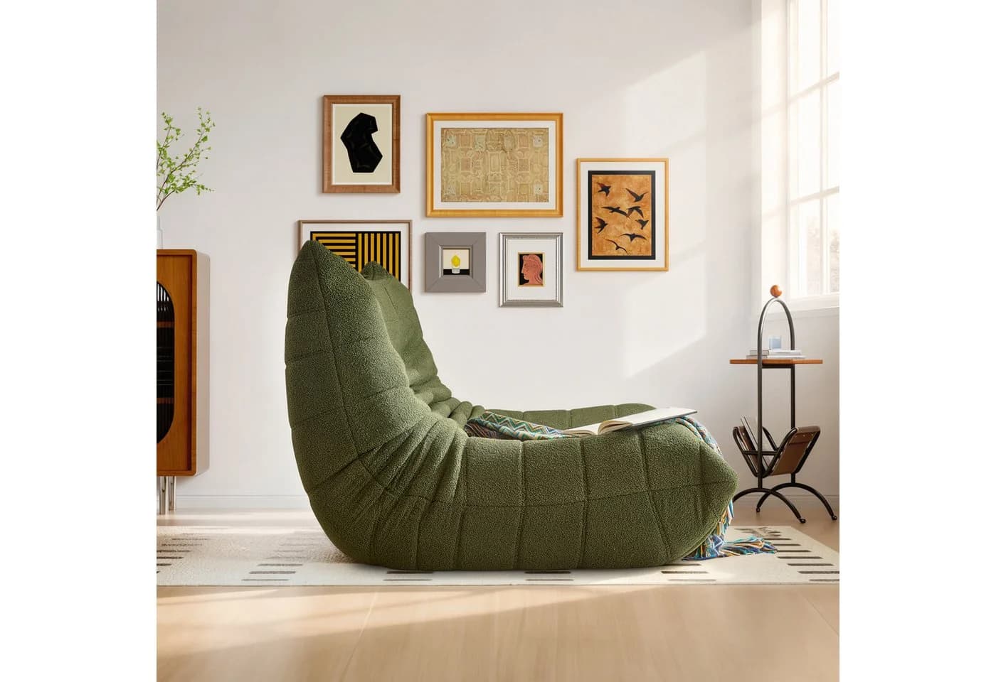 HAUSS SPOLE Sitzsack 2-Sitzer Lazy-Sofa Grün Teddy-Samt Modern - Bild 4