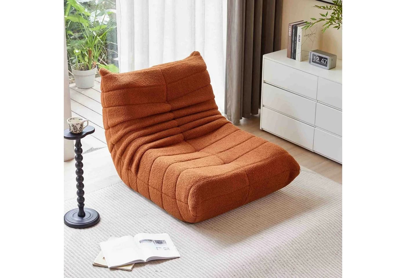 OKWISH Sitzsack Einzelsofa Orange Teddyfleece - Bild 2