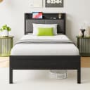 OKWISH Metallbett mit USB-Anschlüssen Schwarz 90x200cm Bild 1
