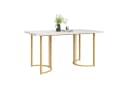 OKWISH Esstisch Rechteckig Modern Marmor Optik Metallbeine Gold/Weiß Bild 2