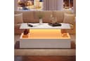 OKWISH Couchtisch mit Stauraum und LED-Beleuchtung Weiß Bild 1