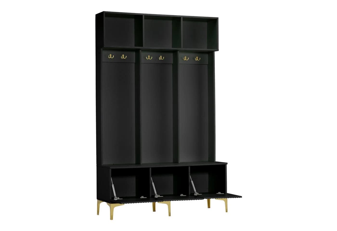 OKWISH Garderoben-Set Schwarz mit Sitzbank und 6 Haken - Bild 2