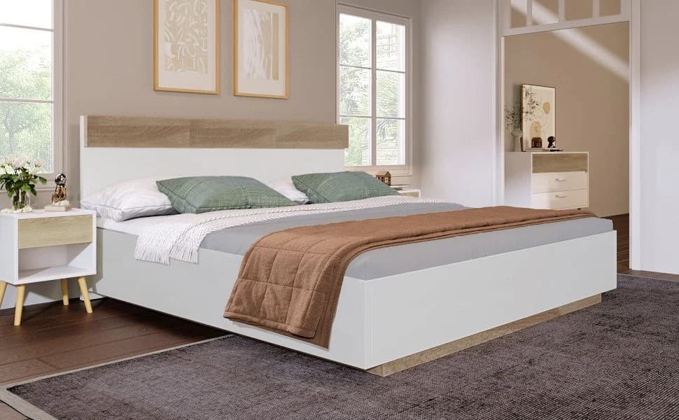 REDOM Holzbett Doppelbett Kiefernholz Weiß - Bild 3