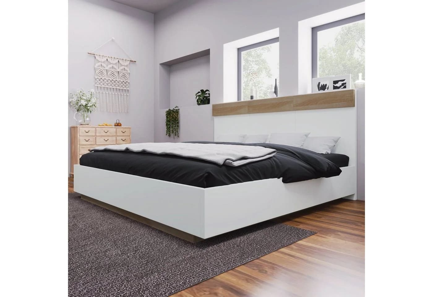 REDOM Holzbett Doppelbett Kiefernholz Weiß - Bild 4