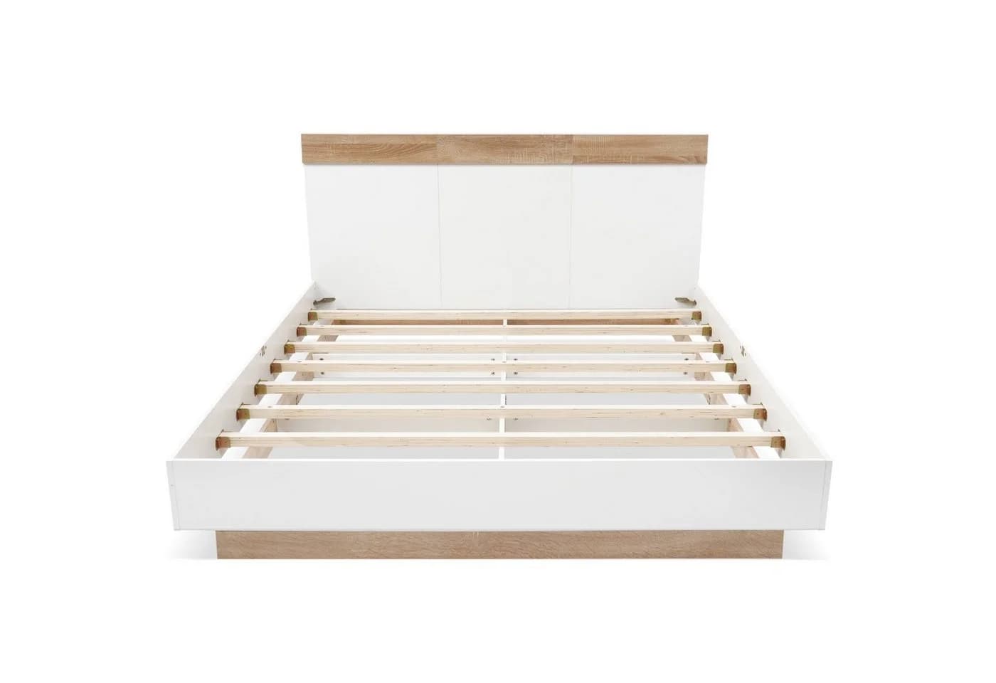 REDOM Holzbett Doppelbett Kiefernholz Weiß - Bild 5
