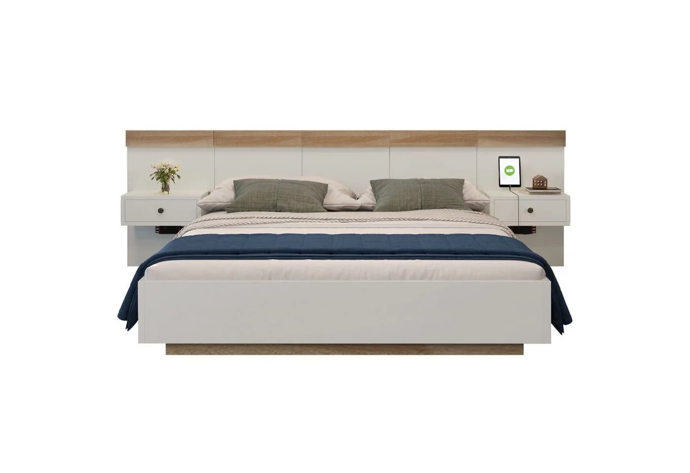 REDOM Doppelbett mit LED-Nachttischen und Steckdosen - Bild 2