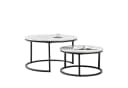 OKWISH 2-teiliges Couchtisch-Set Weiß Marmor Eisenrahmen Bild 2