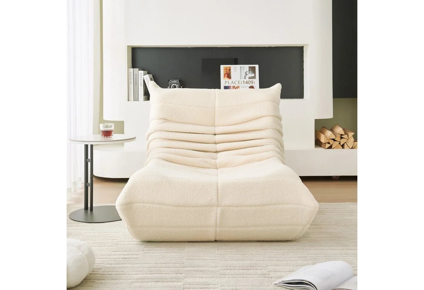 MODFU Sitzsack Einzelsofa Beige Teddyfleece - Bild 3