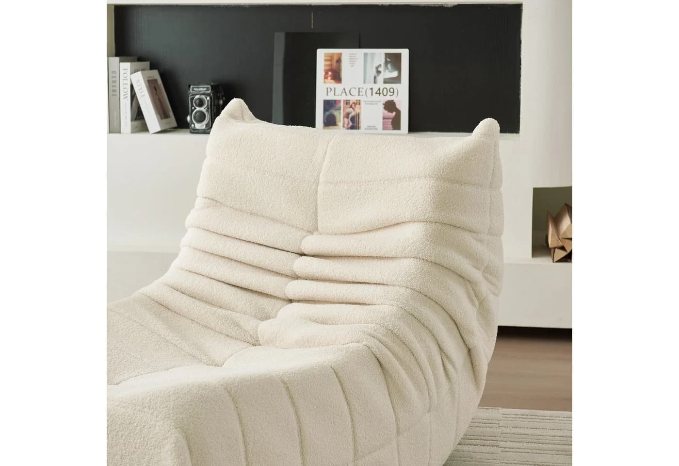 MODFU Sitzsack Einzelsofa Beige Teddyfleece - Bild 5