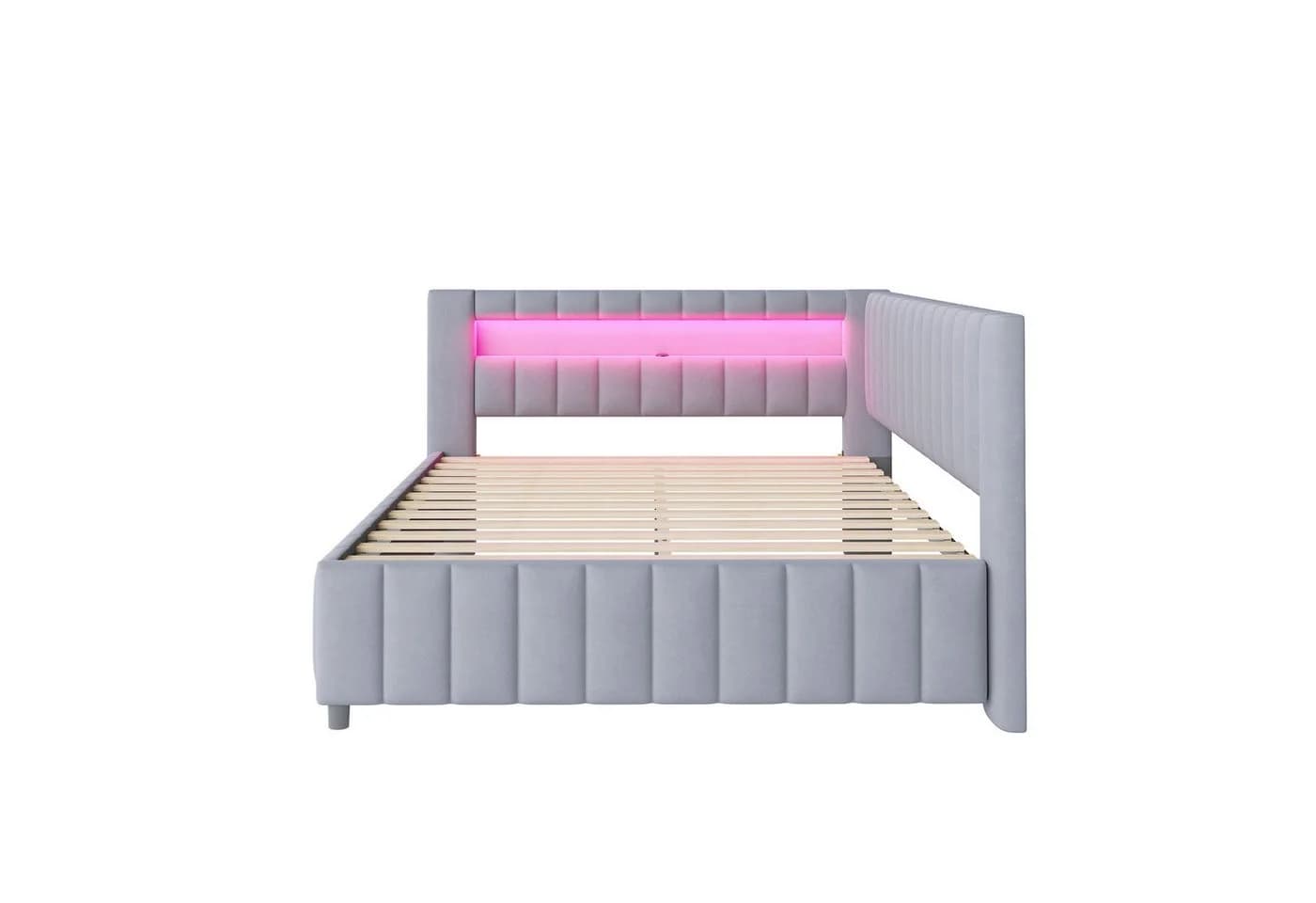 MODFU Polsterbett L-förmig Grau mit LED-Licht und USB-Anschluss - Bild 4