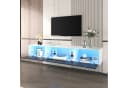 OKWISH TV-Schrank 180 cm Schwarz Weiß Hochglanz LED Bild 5