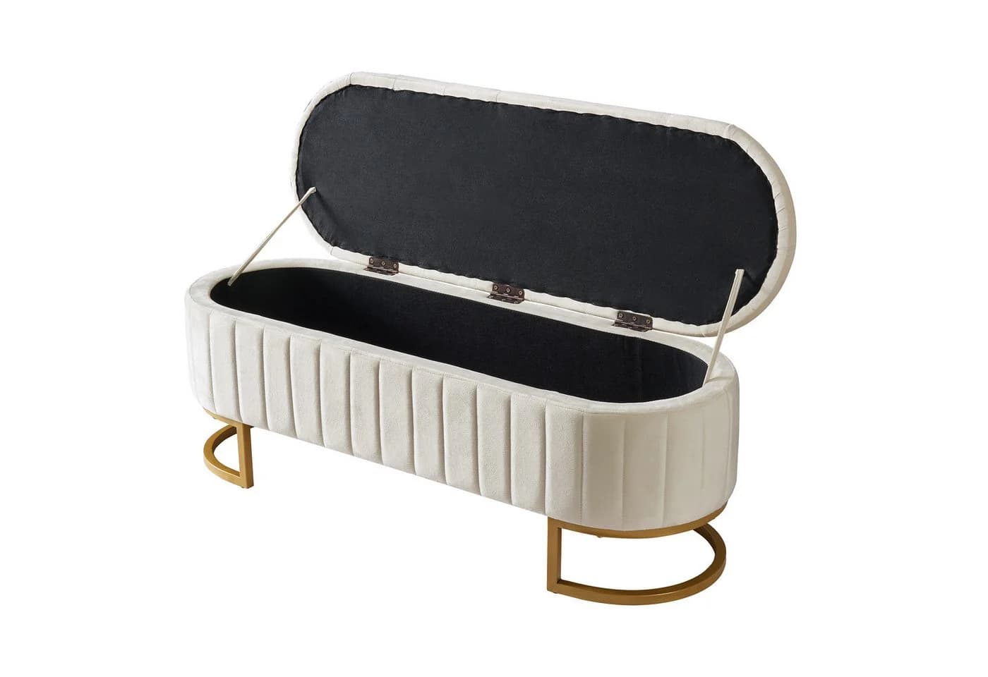 MODFU Polsterbank mit Stauraum und Samtpolsterung Beige - Bild 4