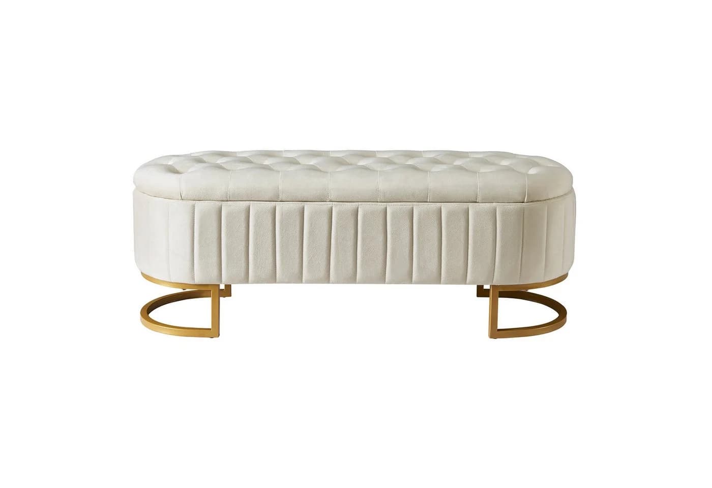 MODFU Polsterbank mit Stauraum und Samtpolsterung Beige - Bild 5