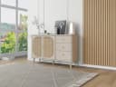 MODFU Sideboard Weiß mit Rattan und 3 Schubladen Bild 1