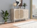 MODFU Sideboard Weiß mit Rattan und 3 Schubladen Bild 3