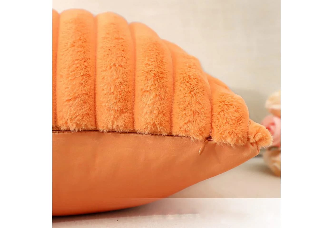 OKWISH Kissenbezüge 2er Set Orange Kunstfell Plüsch - Bild 3
