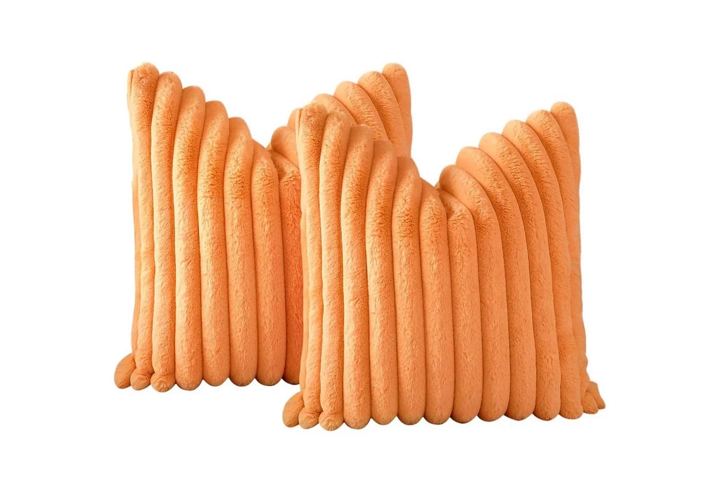 OKWISH Kissenbezüge 2er Set Orange Kunstfell Plüsch - Bild 5