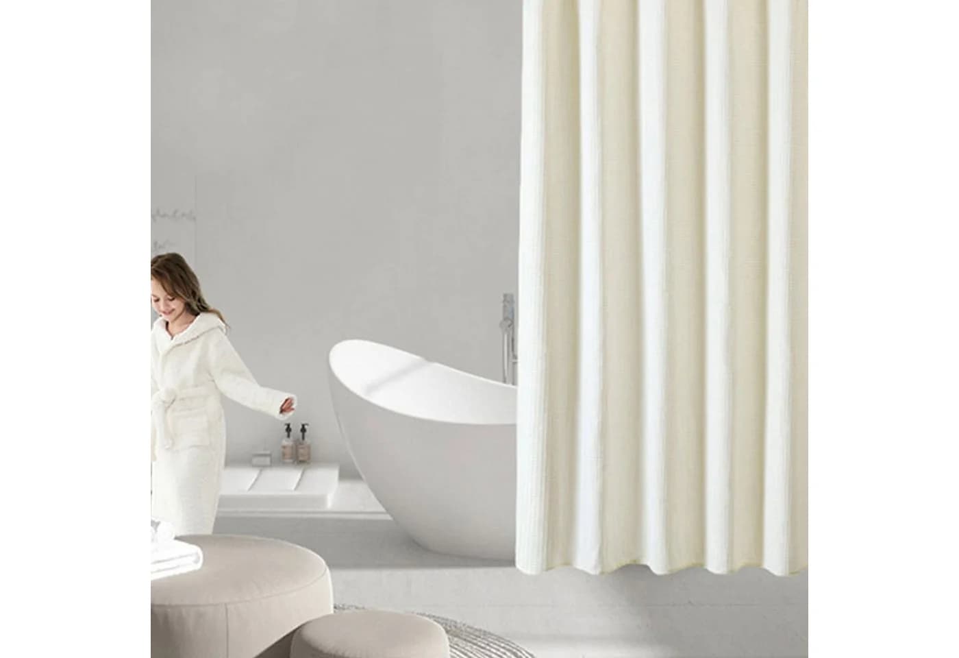 OKWISH Duschvorhang Beige Wasserabweisend Anti-Schimmel