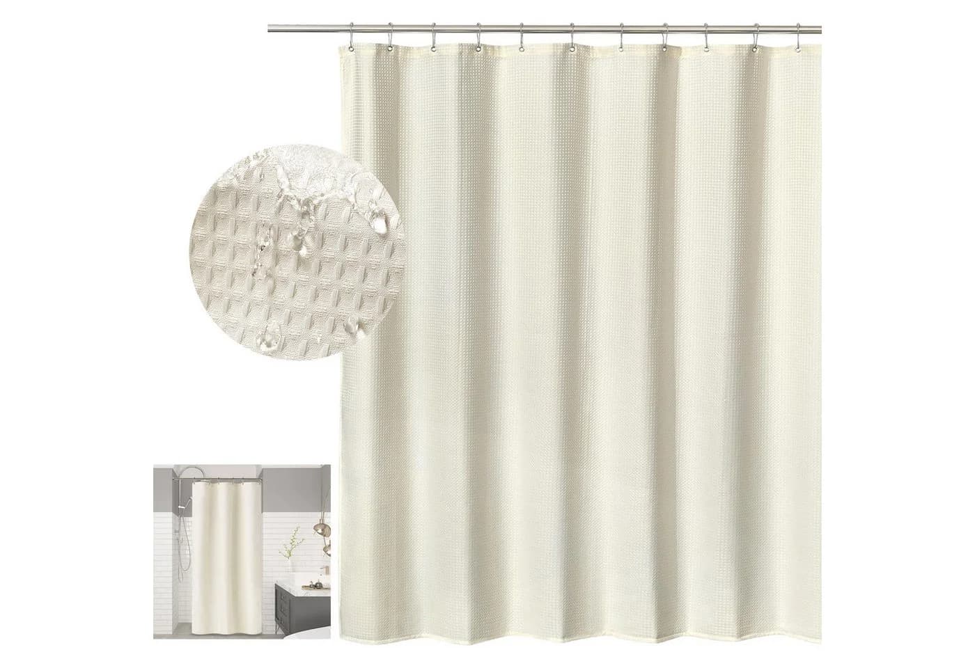 OKWISH Duschvorhang Beige Wasserabweisend Anti-Schimmel - Bild 2