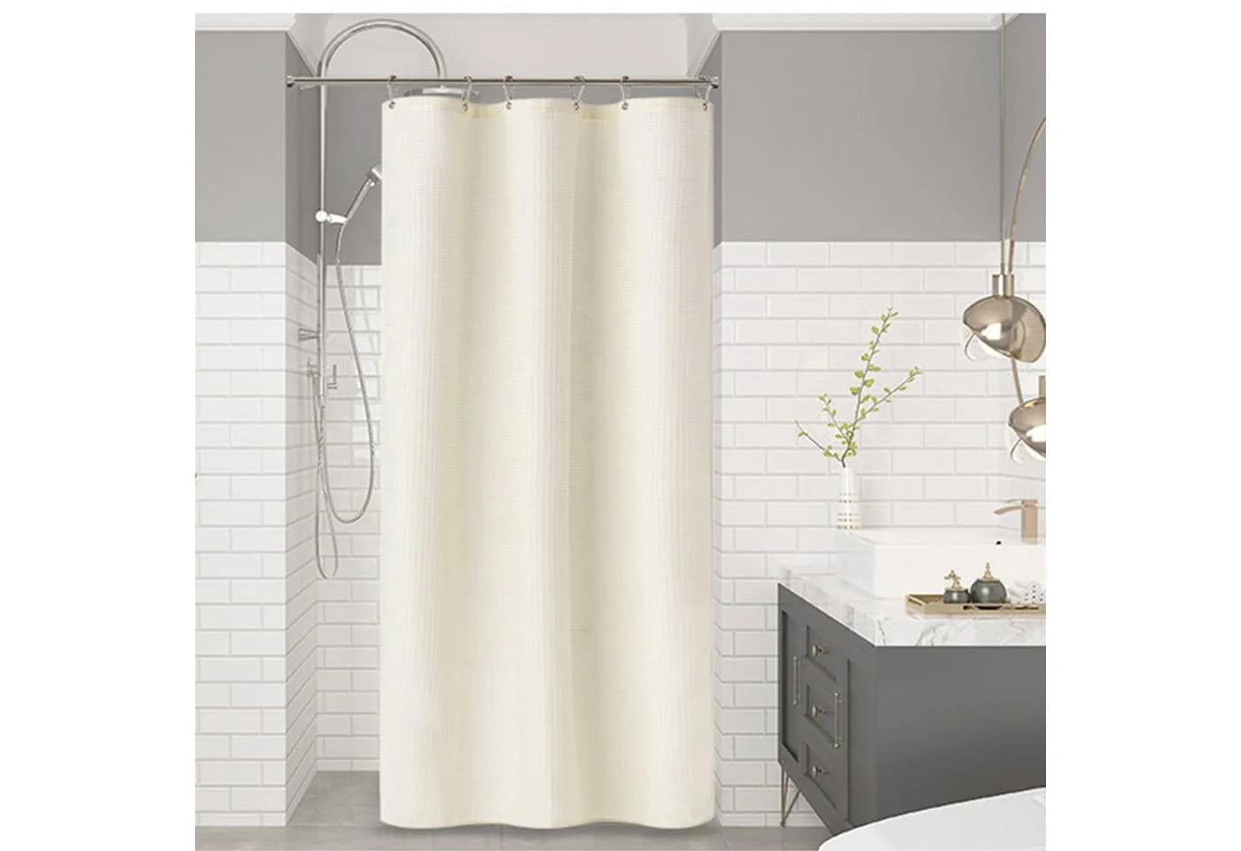 OKWISH Duschvorhang Beige Wasserabweisend Anti-Schimmel - Bild 4