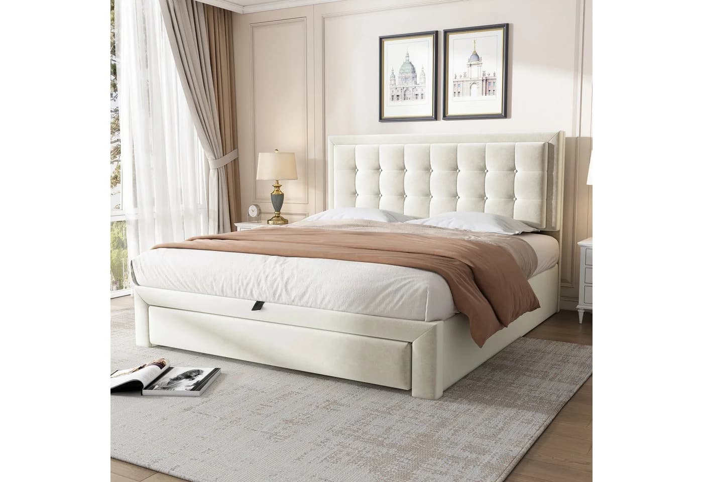 OKWISH Polsterbett 140x190 mit Stauraum und Lattenrost - Bild 2
