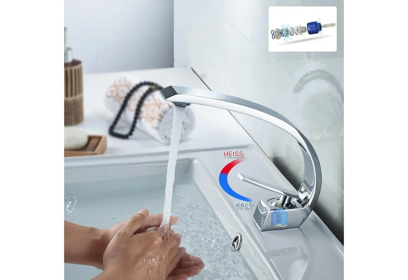 REDOM Waschtischarmatur Einhand Messing Chrom Modern