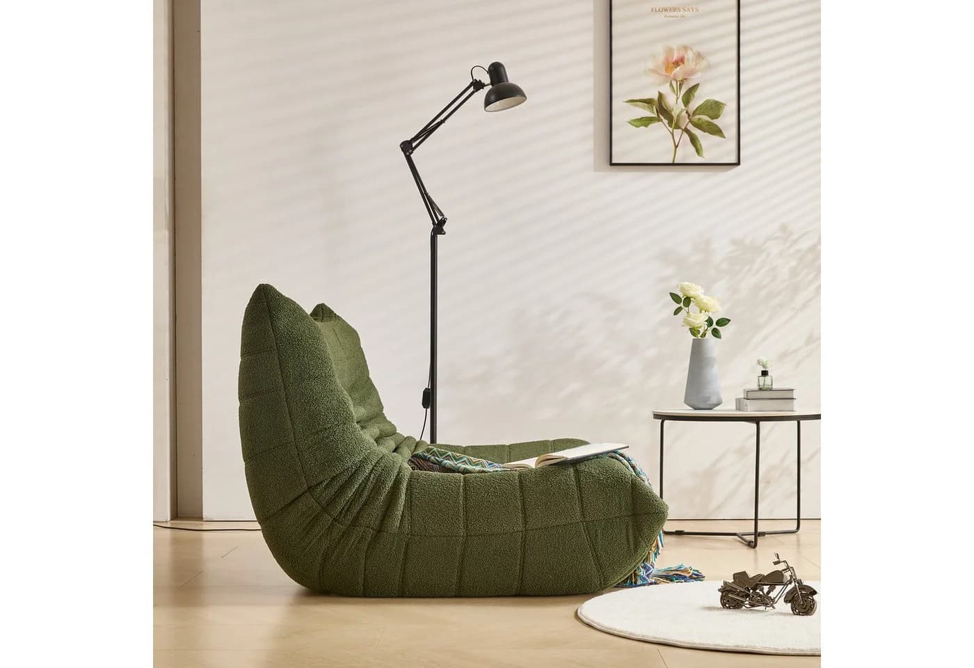 MODFU Teddy-Samt Sofa Klappbares Einzelsofa Ergonomische Unterstützung - Bild 5