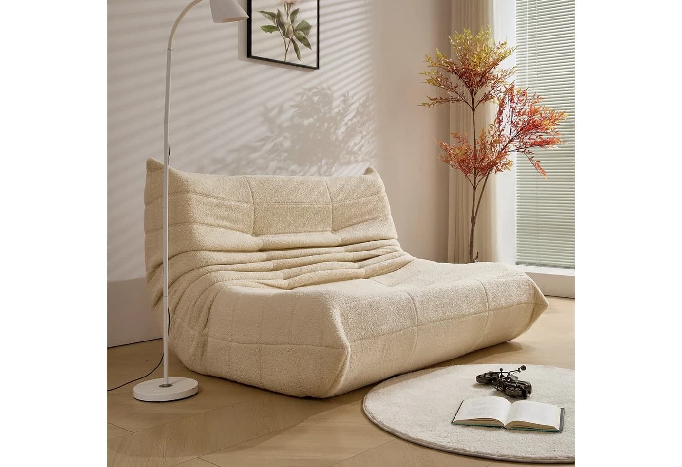 MODFU Sofa Teddy-Samt Einzelsofa Ergonomische Unterstützung