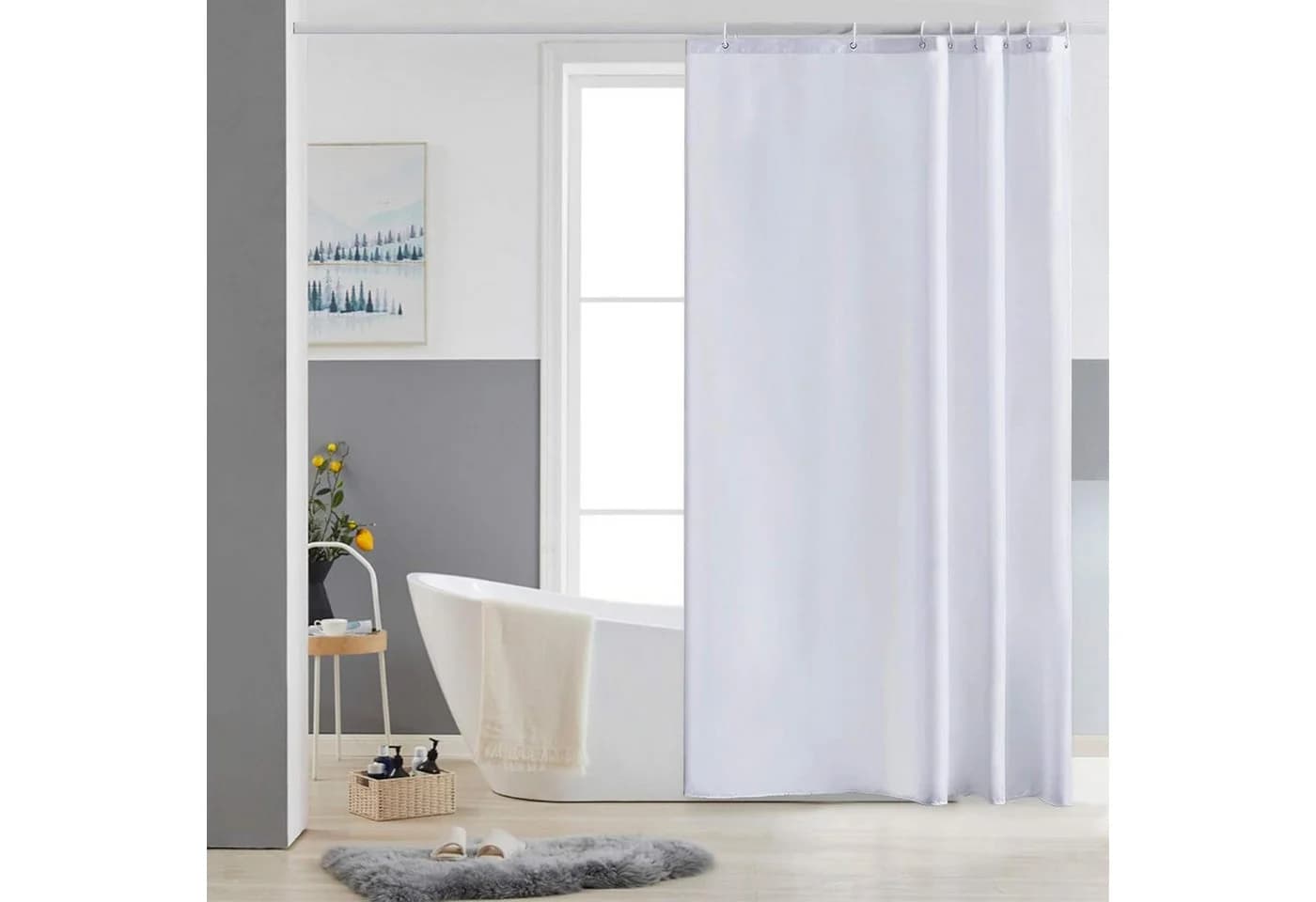OKWISH Duschvorhang Weiß Wasserabweisend Anti-Schimmel - Bild 3