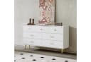 HAUSS SPOLE Sideboard 7 Schubladen Goldene Griffe Goldene Beine Weiß Bild 1