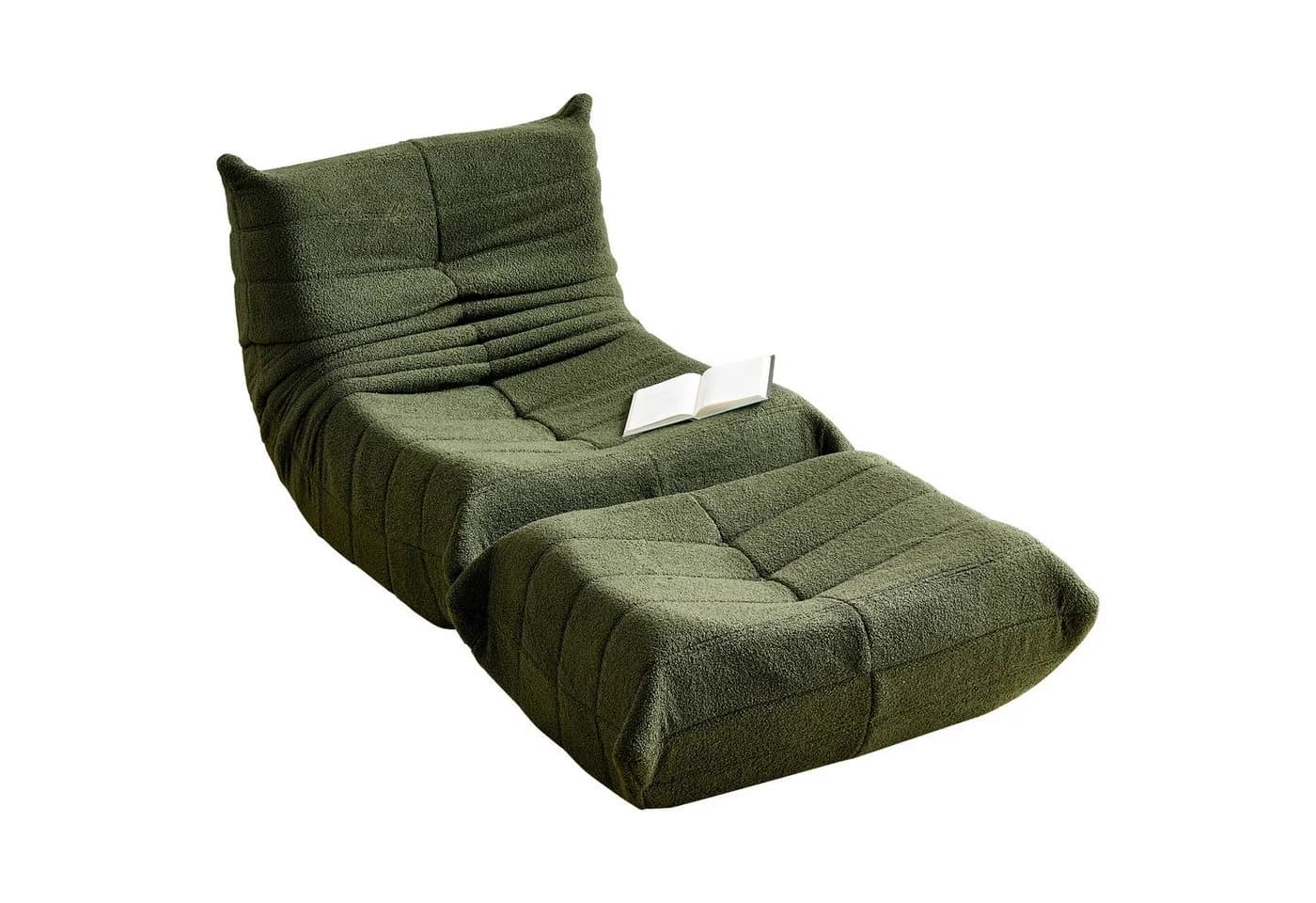 MODFU Sitzsack Sofa Einzelsofa Wohnzimmer Teddyfleece Grün - Bild 2