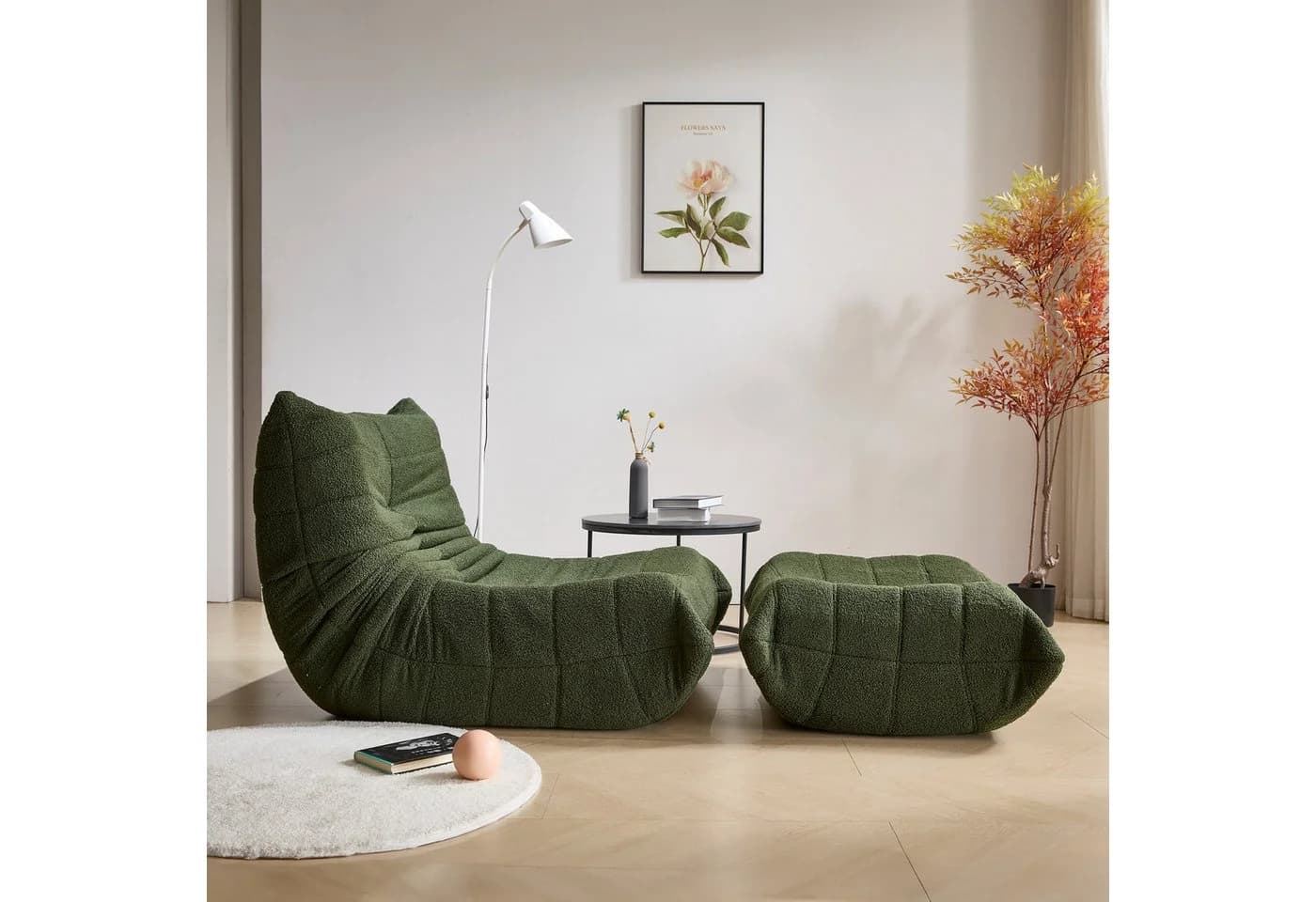 MODFU Sitzsack Sofa Einzelsofa Wohnzimmer Teddyfleece Grün - Bild 4
