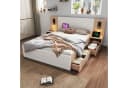 OKWISH Polsterbett mit Stauraum und USB-Ladefunktion Weiß Bild 2