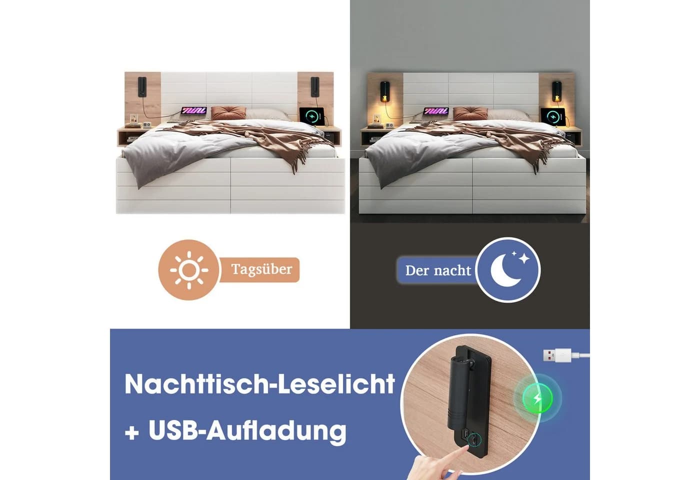 OKWISH Polsterbett Bettanlage mit Stauraum 180x200cm - Bild 3