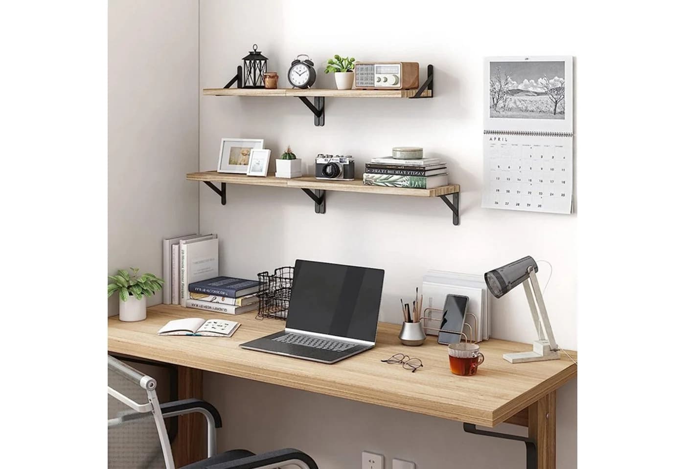 OKWISH Wandregal 4er Set Massivholz Beige - Bild 5