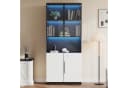 MODFU Vitrine 4 Türen Weiß/Schwarz mit LED-Beleuchtung und Glastüren Bild 5