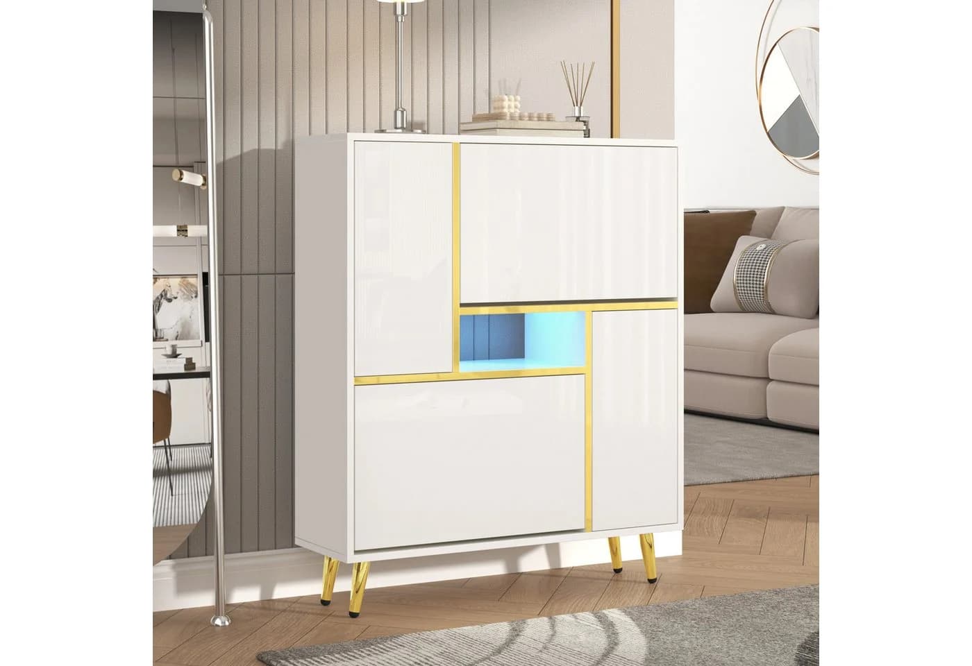 MODFU Schuhschrank mit Hochglanzfront und LED-Licht - Bild 5
