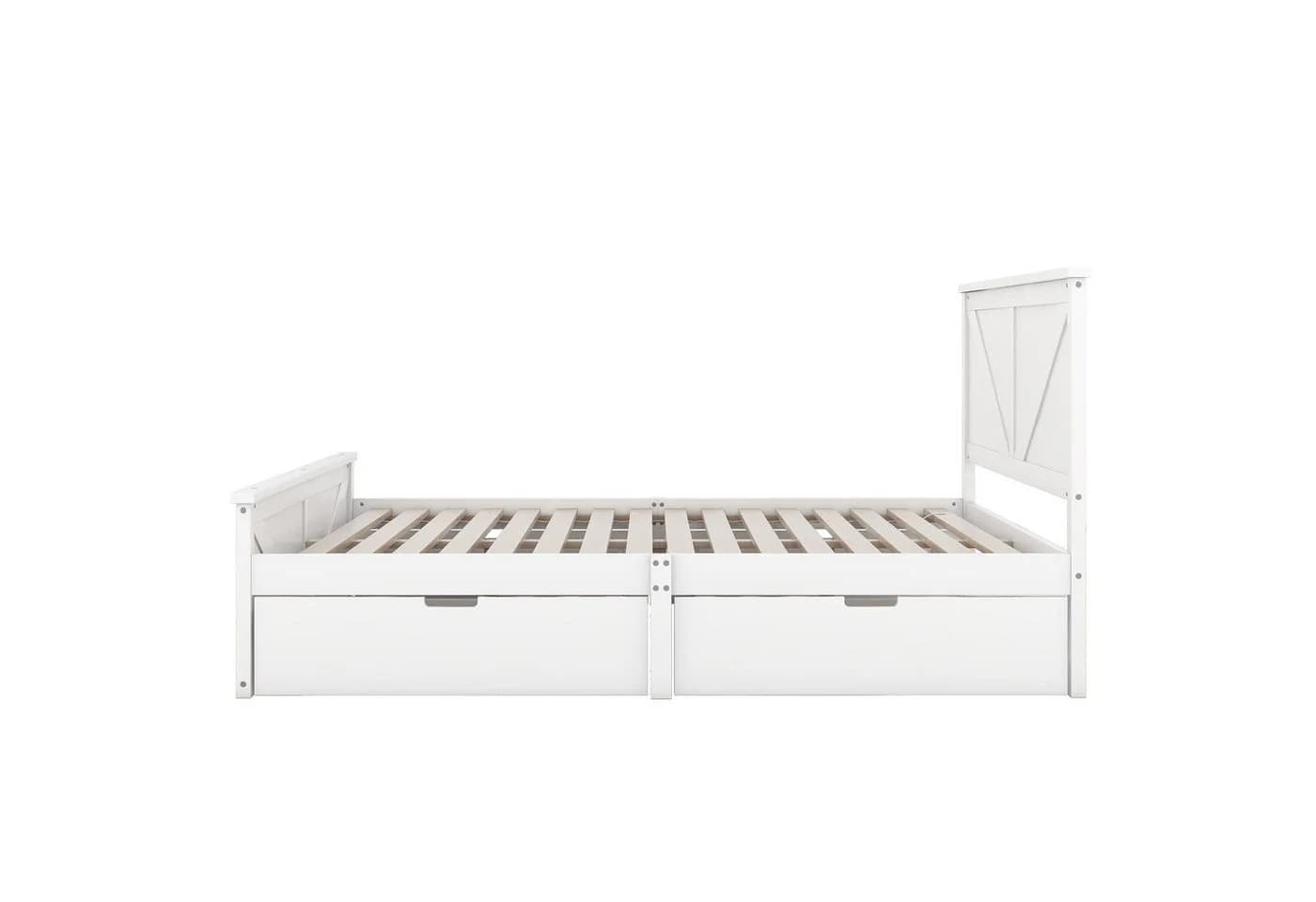 OKWISH Funktionsbett mit Schubladen Weiß Holz - Bild 4