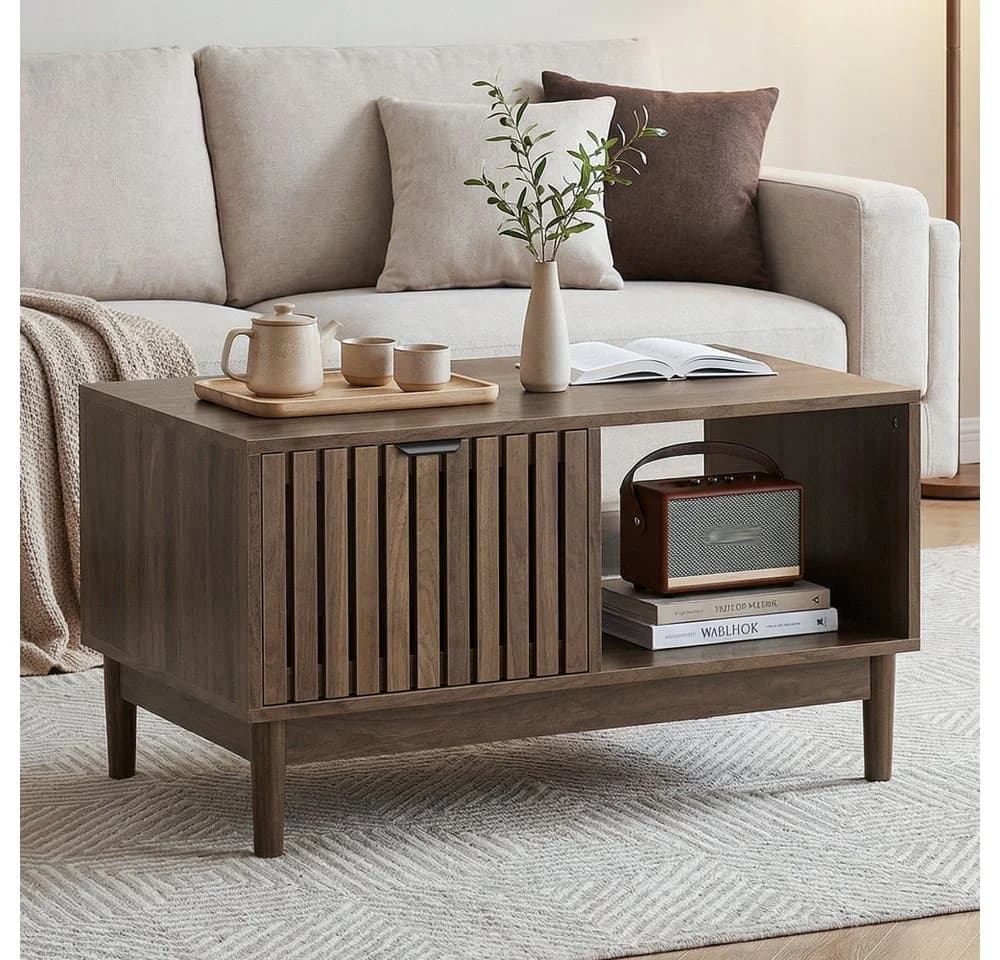 BBWL Couchtisch 80 cm Massivholz Schublade Modern - Bild 2
