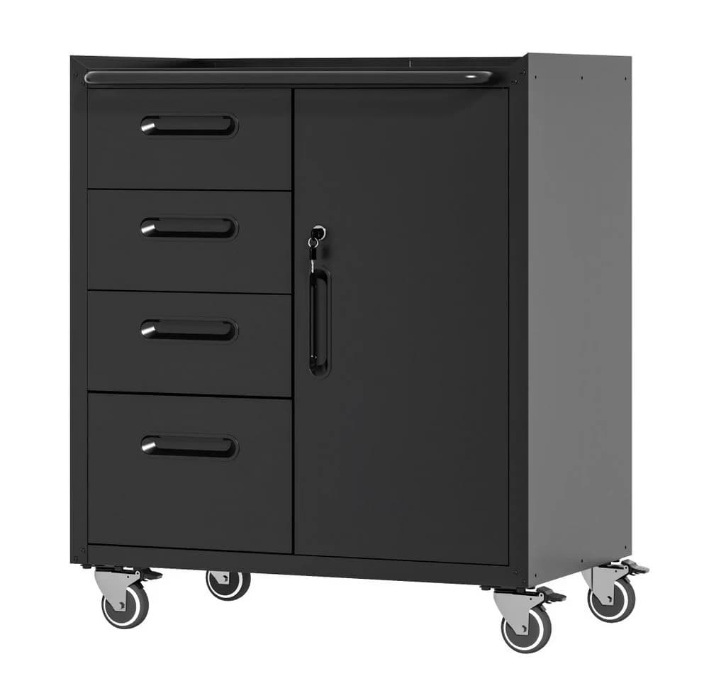 BBWL Werkzeugschrank Metall Rollbar Abschließbar Schwarz Grau