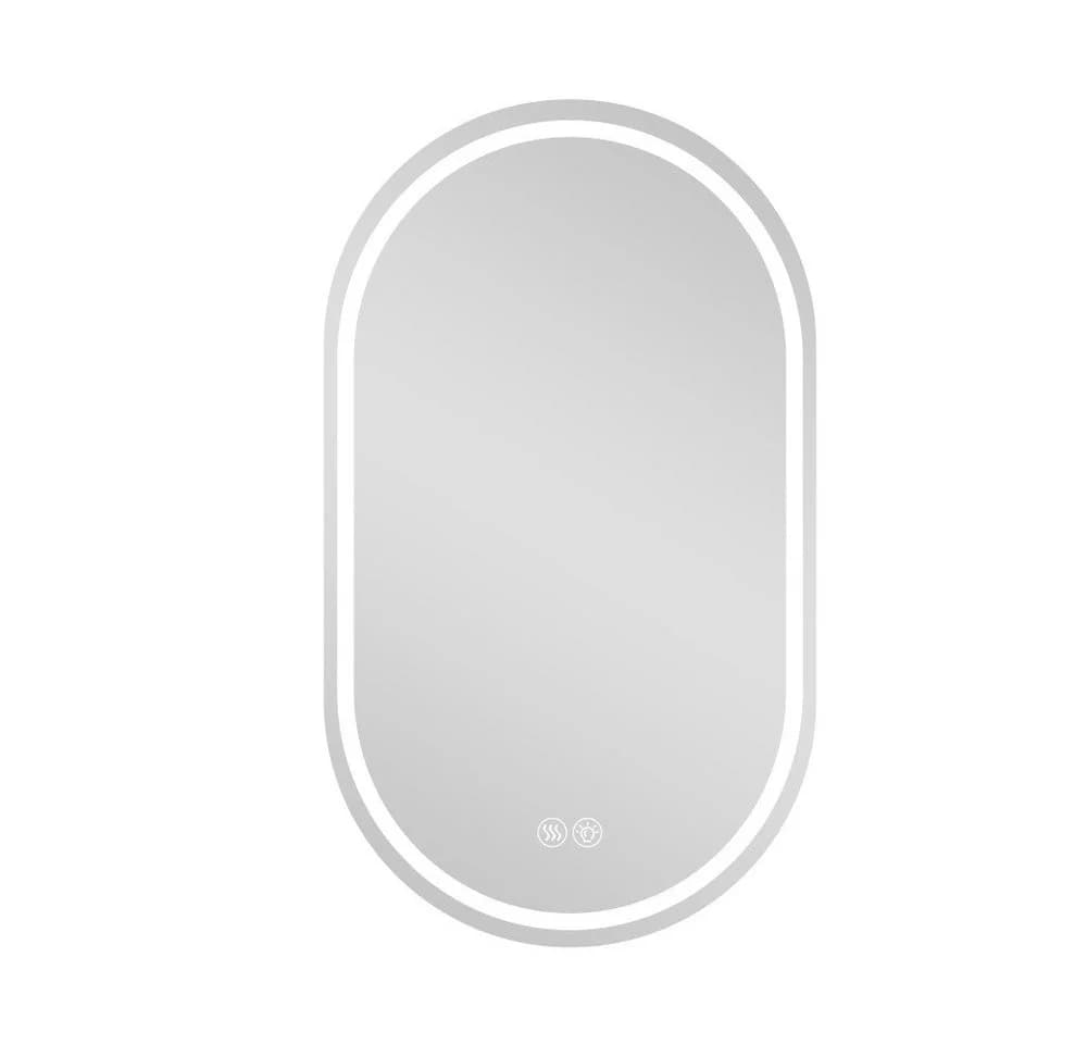 BBWL Badspiegel LED Smart Touch Oval Silber Rahmenlos