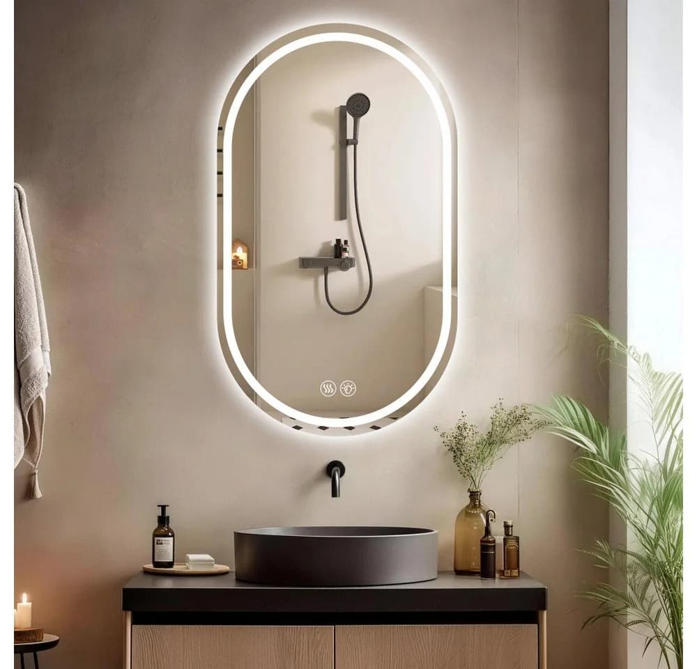BBWL Badspiegel LED Smart Touch Oval Silber Rahmenlos - Bild 2
