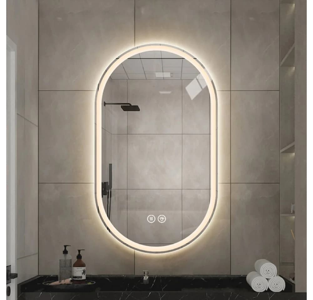 BBWL Badspiegel LED Smart Touch Oval Silber Rahmenlos - Bild 3