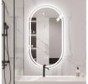 BBWL Badspiegel LED Smart Touch Oval Silber Rahmenlos Bild 4